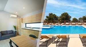 [24.08.-13.09.] KRAJ LJETA u VODICAMA! Imperial Luxury Homes 4* - izaberite 3, 5 ili 7 noćenja u mobilnim kućicama s DORUČKOM u hotelu za 4 odraslih i 2 djece! Bazeni, fitness i sportski tereni!